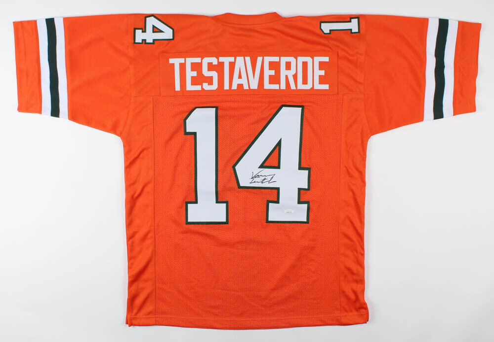 VINNY TESTAVERDE AUTOGRAPHED CUSTOM JERSEY (MIAMI HURRICANES) - JSA COA! 