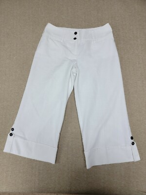 IZ BYER CALIFORNIA Size 5  White Wide Leg Capri Pants  Clean Faux Pockets