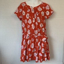 Juicy Couture Floral Dress Wide Neck w/Cinched Waist Coral Juicy Print Size Med