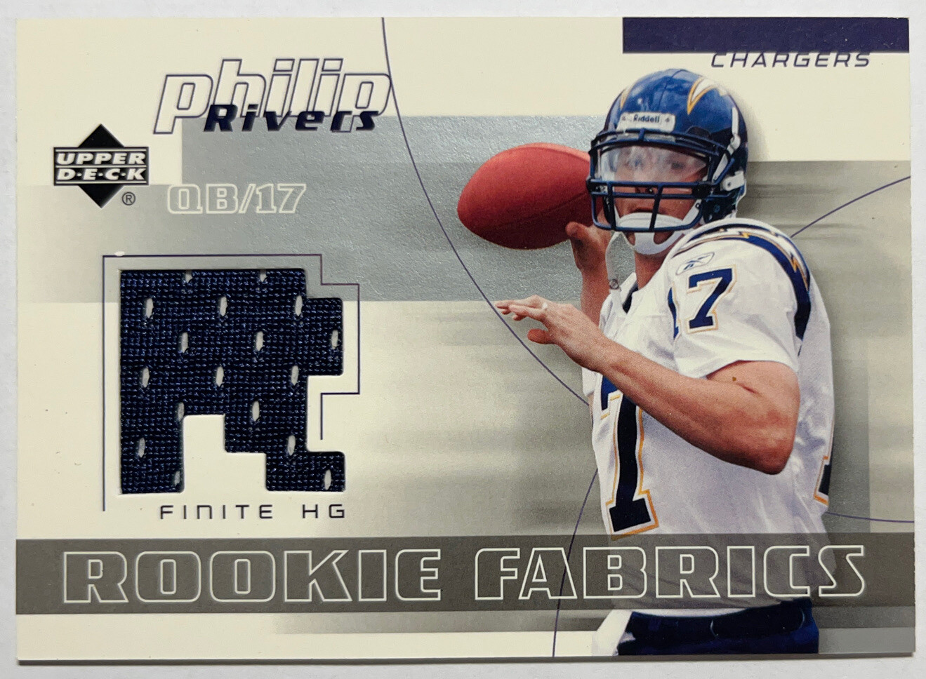 Philip Rivers Upper Deck Finite HG Rookie Fabrics #FFRPR Base