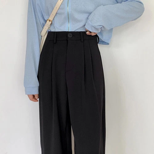 Anzughose Damen Hose Freizeit High Waist Gerades Büro Bein Weite Lang Herbst - Bild 7 von 23
