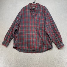 Eddie Bauer Flannel Shirt Mens XXL Plaid Button Up 100 Cotton Check Gray Red
