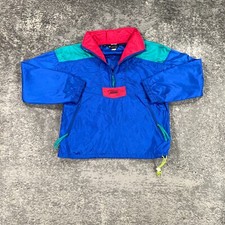 VTG Columbia Anorak Jacket Mens Small S Blue Pink Neon 1/2 Zip Pullover 80s 90s