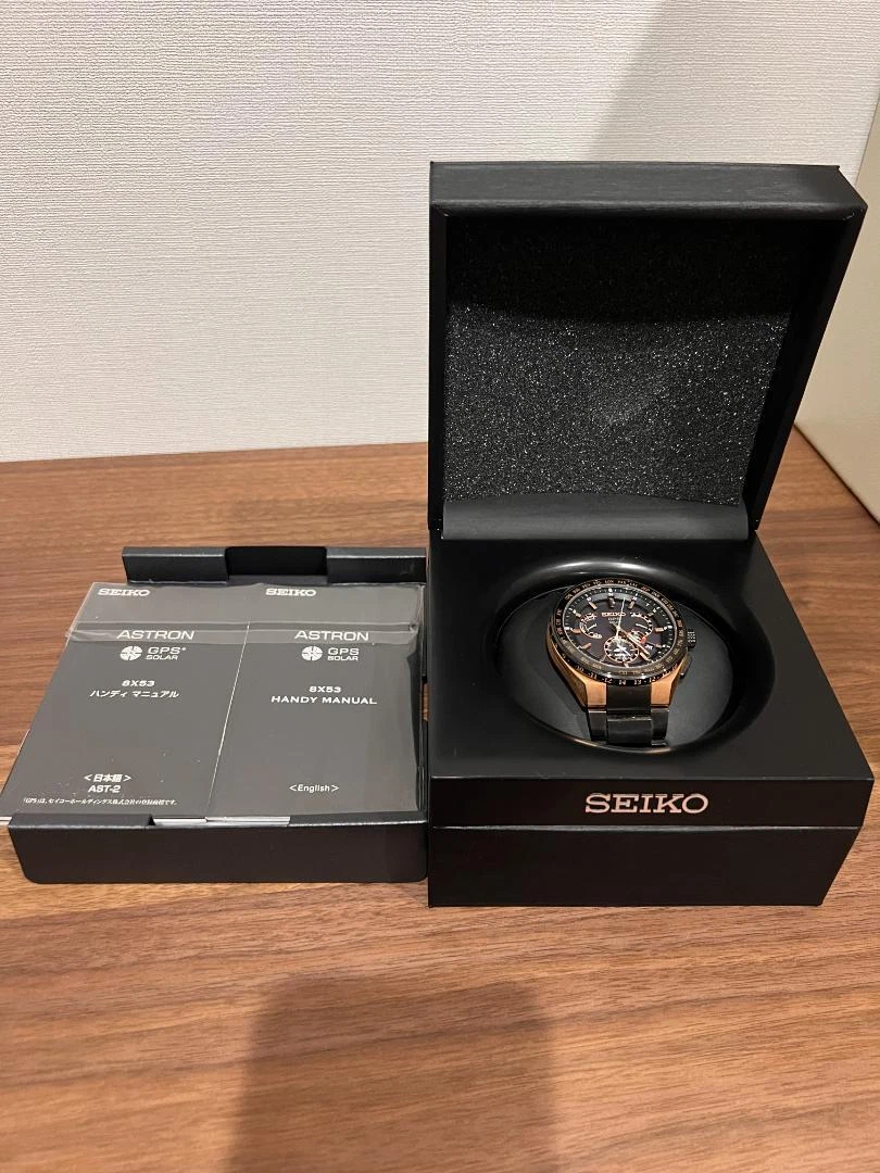 Seiko Astron SBXB126 GPS Day Date Titanium Ceramic Gold Black Solar Mens Watch