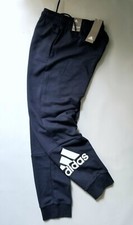 ADIDAS SPELL-OUT LOGO MENS REGULAR TAPERED FRENCH TERRY BLUE JOGGER PANT:M