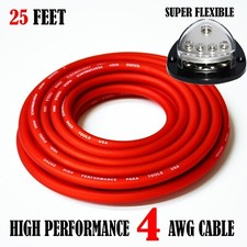 4 Gauge Wire RED , Amplifier Power/Ground Amp Wire 25 Feet Cable Roll GIFT