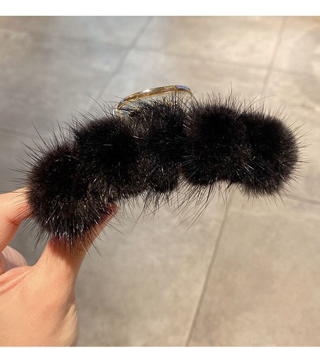 Women's Real Mink Fur Hair Clip Hairpin Bobby Pin Hair Claw Hairball Barrette - Picture 10 of 17