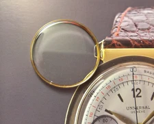 RARE VINTAGE UNIVERSAL GENEVE TRICOMPAX - COMPAX ACRYLIC GLASS WITH LOGO 31.8MM