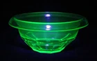 Uranium Glass Green Vintage Hazel Atlas Restwell Small Mixing Bowl UV GLOWY GLAS