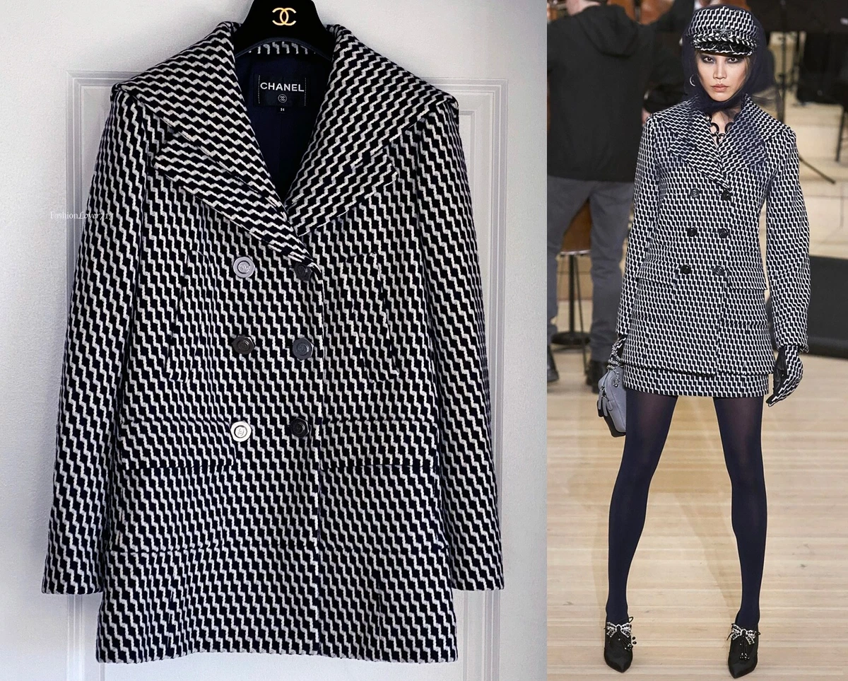 chanel black white jacket womens