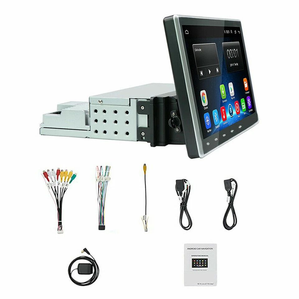 Single 1Din Car Stereo 10.1" Android 9.1 Radio GPS Wifi OBD2 Mirror Link Player - Image 3 of 4