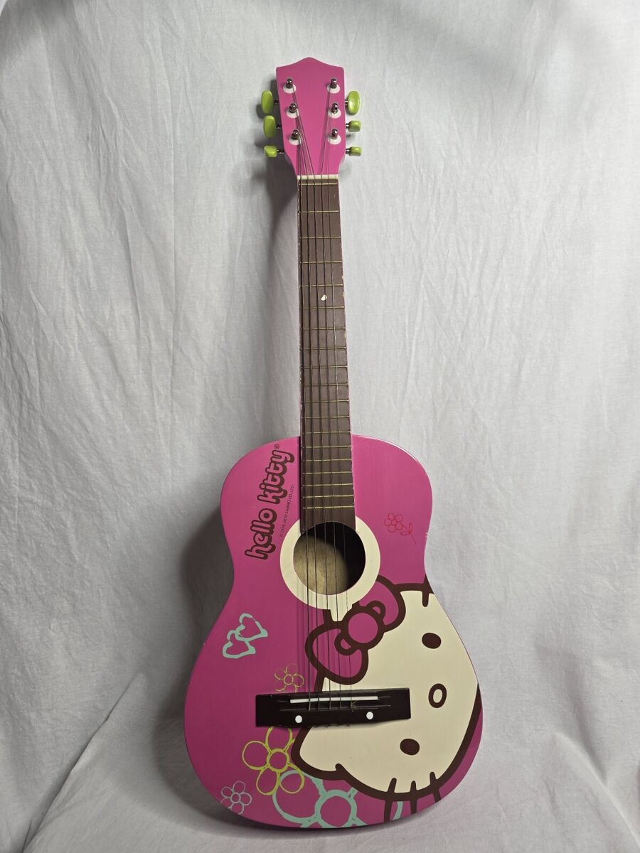 手作額付き銅版画　title「Acoustic Kitty」 Hello Kitty Six String Acoustic 30