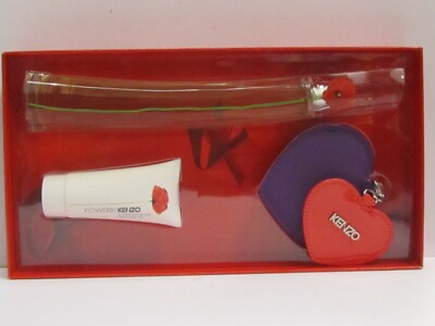 Flower by Kenzo Women Perfume 3 Pcs Set 3.4 oz EDP Spray + Body Milk + Jewel Bag