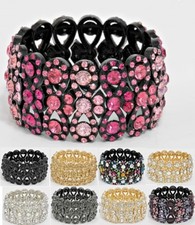 Crystal Rhinestone Evening Wedding Bracelet Bangle Stretch Infinity Bow Loop NEW