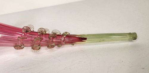 Antico flauto vittoriano francese Epergne parte mirtillo vetro vaselina opalescente - Foto 5 di 14