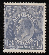 AUSTRALIA 1928 3d DULL-ULTRAMARINE KGV(DIE I) MH SMW PERF. 13.1/2X12.1/2 SG.100