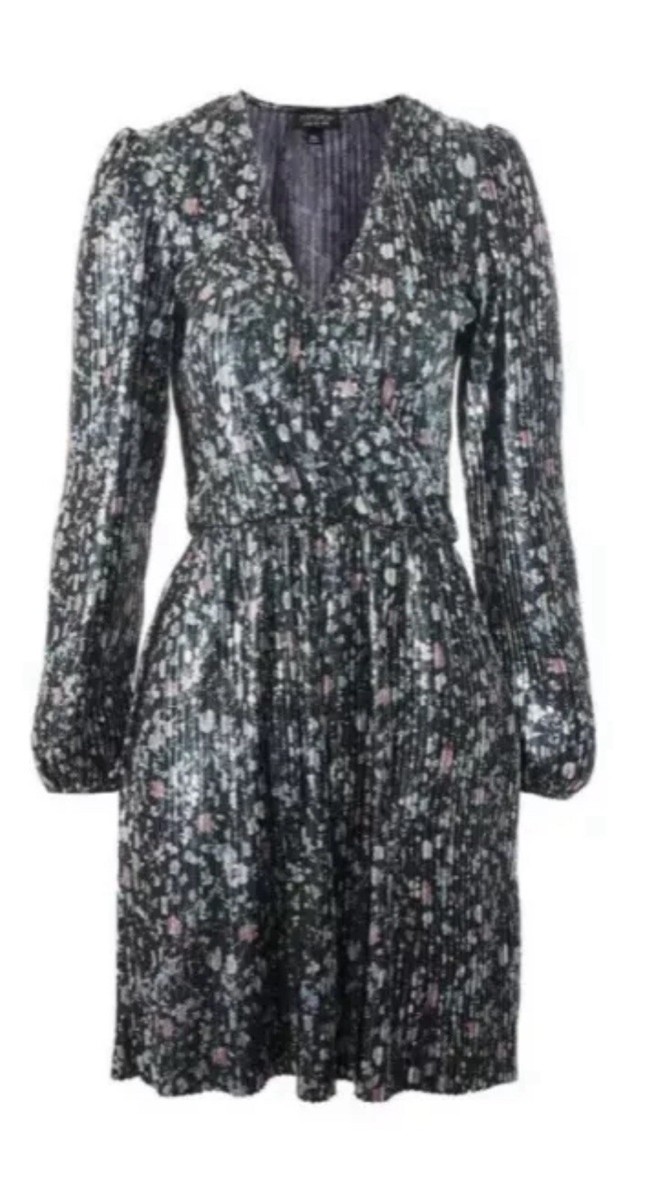 Topshop Ditsy foil Plisse Dress Pleated Floral Uk (fits