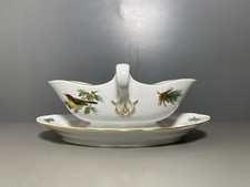 Meissen Sauciere Beidseitig Vogelmalerei Vogel auf Ast Gold 260210 1.Wahl L:24cm