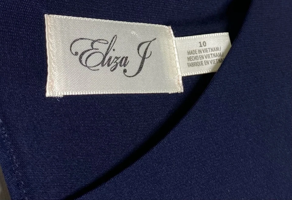 Maxi Vestido ELIZA J Verde Marino Chifón Estampado Bufanda Falda Jersey Corpiño Cinturón 10 Foto 4 de 4