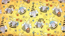 Honey Bee Gnome Fabric Bumble Bees Honey Playful Cotton Apparel Quilting Fabric