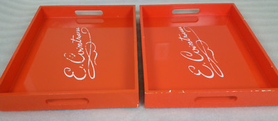 Set of 2 Cointreau Liquor Tray Serving Food Outdoor Orange TV Trays West Elm