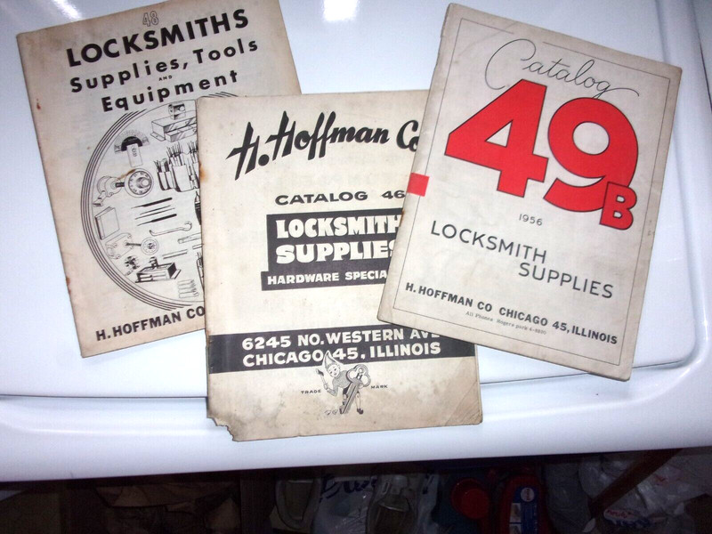 3 Vintage 1953, 1955 & 1956 H Hoffman Co, Chicago Locksmith Supplies Catalogs