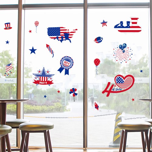 4 Sheets Independence Day Stickers 4th of July Electrostatic Clings for - Afbeelding 10 van 12