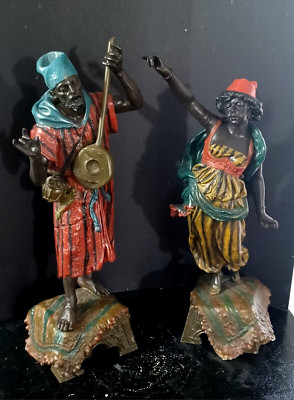 Antique Austrian XIX Century Moresque Spelter Sculptures, 21'' high.