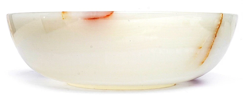 Antiguo cuenco redondo de ónix blanco natural tallado a mano, diámetro: 12" y altura: 3" Foto 2 de 4