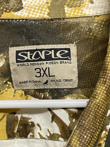 Staple Pigeon Shirt Mens 3XL Yellow/Brown Casual Designer Streetwear - 第 3/5 張圖片