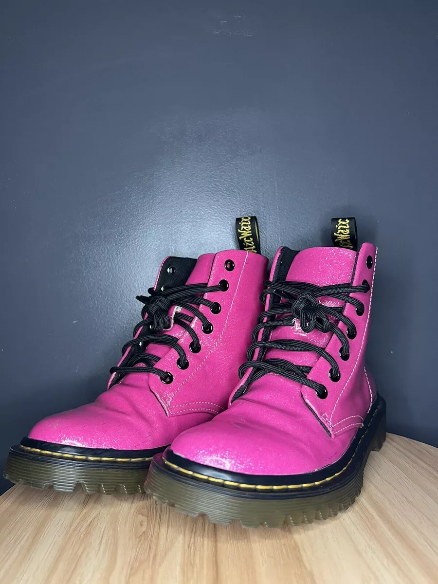 DOC MARTENS Hot Pink Coated Glitter Pu LUANA Airwalk Bouncing Soles US L 5