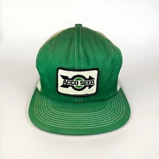 Vintage K-Brand ACCO Seed Trucker Hat, Green Farm Cap w/ Patch