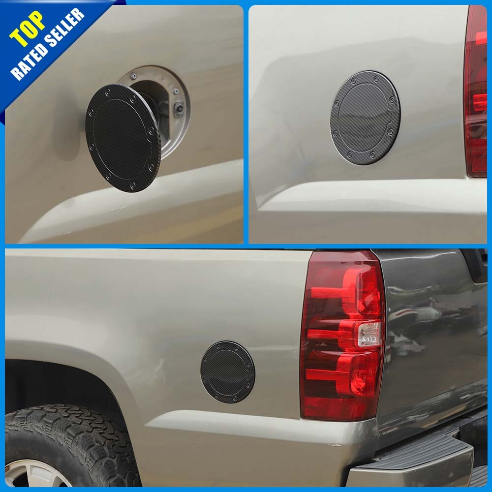 Carbon Gas Cap Door Fuel Tank Cover Trim For Chevy Silverado Sierra Tahoe 99-06