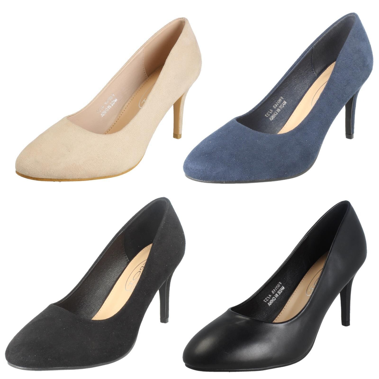 Spot On Zapatos De Tacón Ancho 8cm, Salón Court, Talla UK 3-8