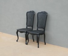 Coppia di sedie st.Rocaille in paglia di vienna, laccate Shabby Chic, '900!