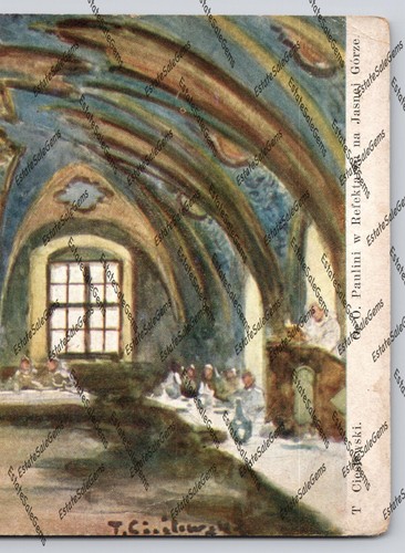 Vintage Postcard painting T Cieslewski O.O. Paulini w Refektarzu Na Jasnej Górze - 第 4/14 張圖片