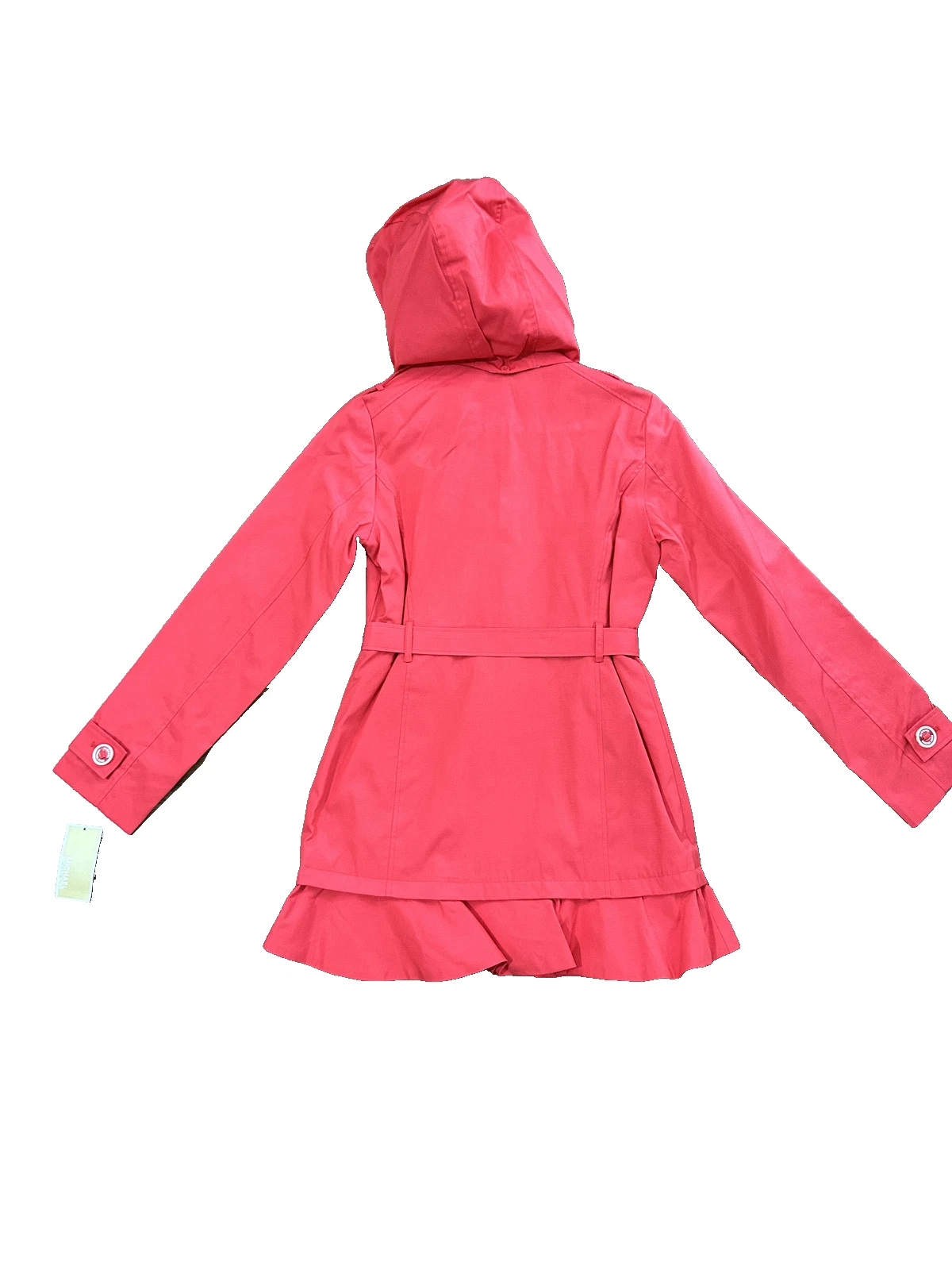 Impermeabile trench rosa bambina Michael Kors sangria cappuccio fibbia bottoni taglia 10 12