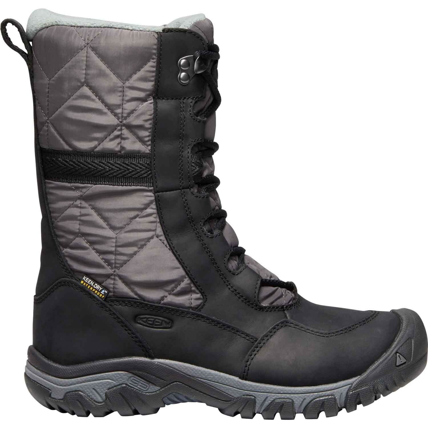 Stivali da neve impermeabili nuovi $200 KEEN neri grigi magnetici Hoodoo III zip donna 6