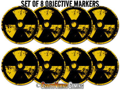 8 x Objective Markers 7.57'' NUCLEAR FALLOUT For Age of Sigmar 4th Ed Neoprene