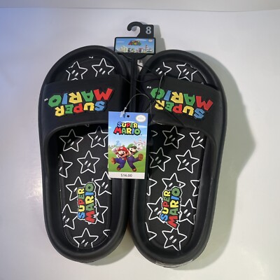 Super Mario Licensed Nintendo Men s Slides Sandals Size 8 Ground Up New With Tag