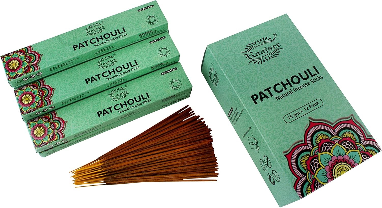 Raajsee Patchouli Incense Sticks (180 gm), 100% Pure Organic Natural Hand... 