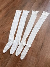 1920s Vintage Antique White Tall Cotton Stockings Size 8 1/2