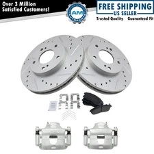 Front Brake Calipers Pads & Drilled Rotors For 1999 Nissan Maxima