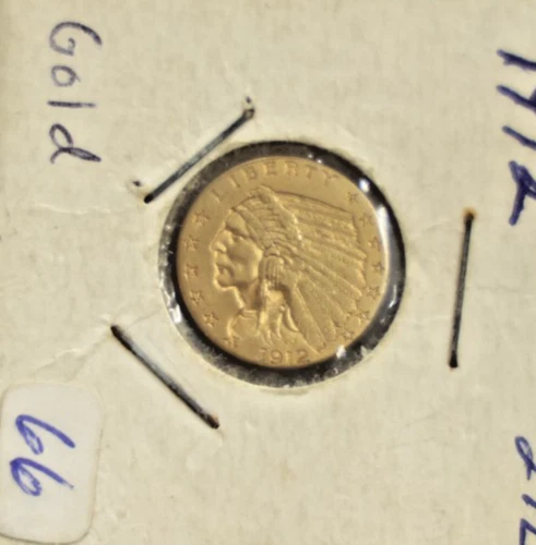 1912 US 2 1/2 Indian Gold Piece XF (Cleaned)