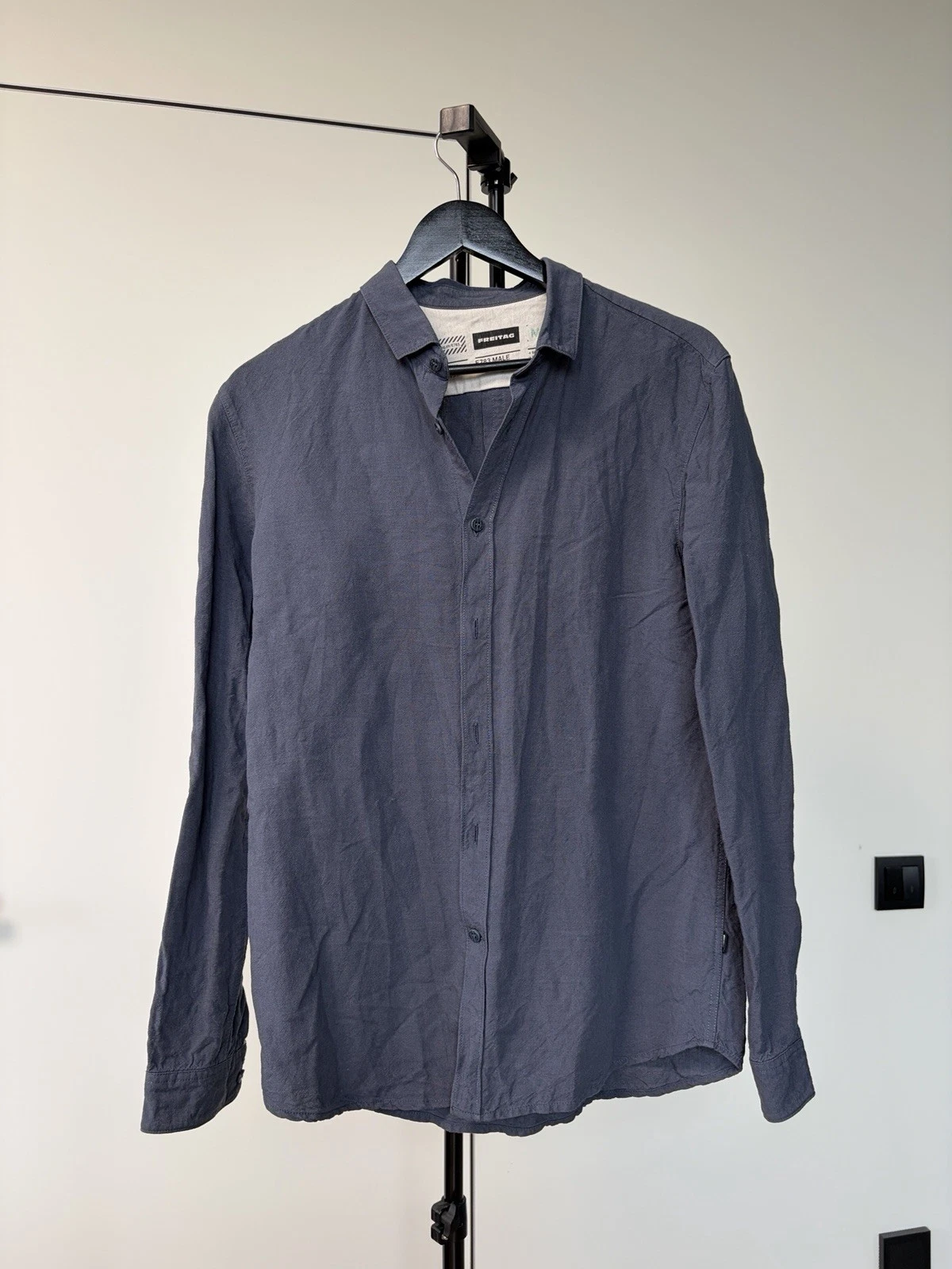 Freitag Linen Navy Blue Shirt sz M