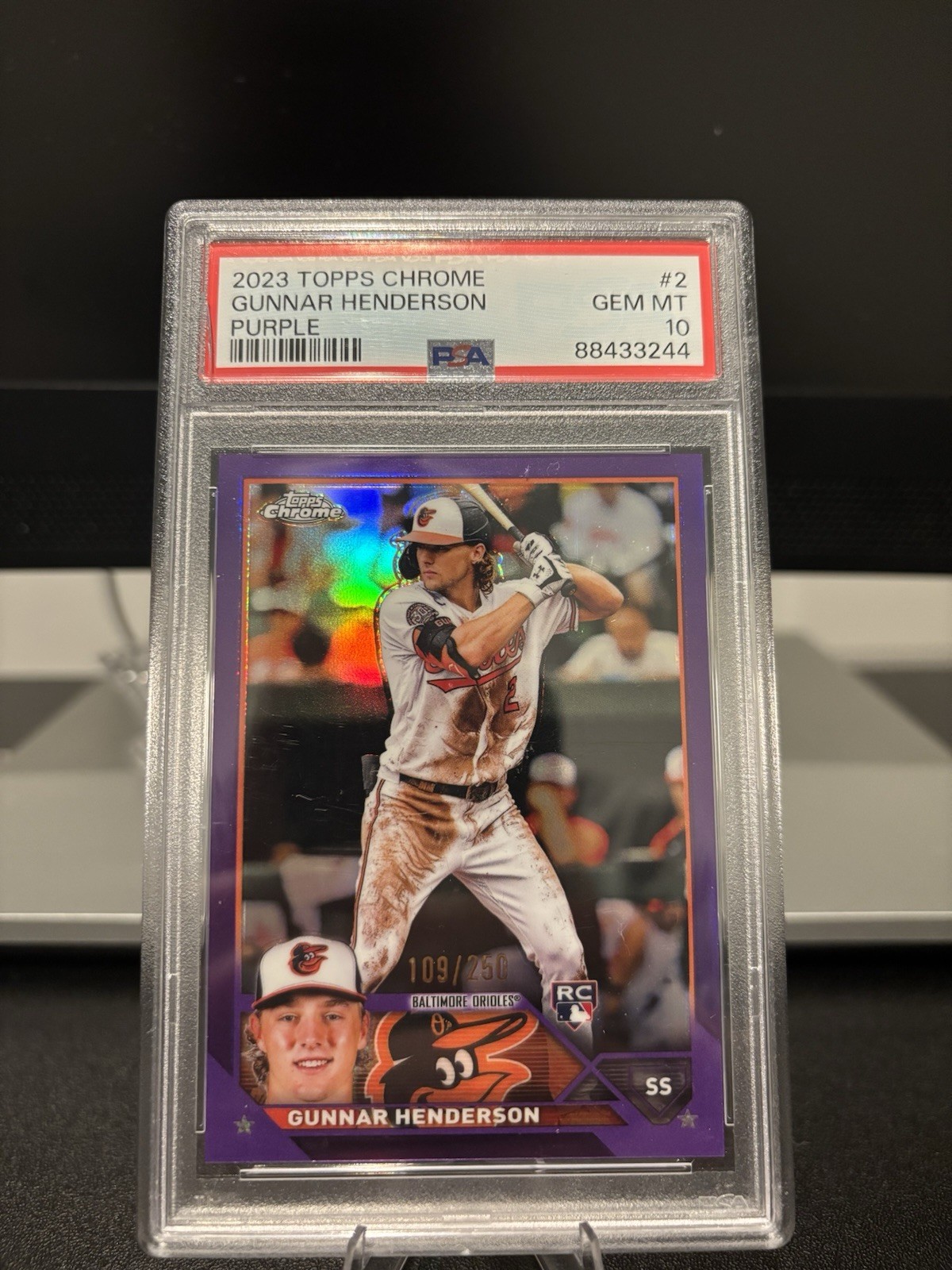 2023 Topps Chrome Gunnar Henderson #2 Purple Refractor Rookie PSA 10 /250