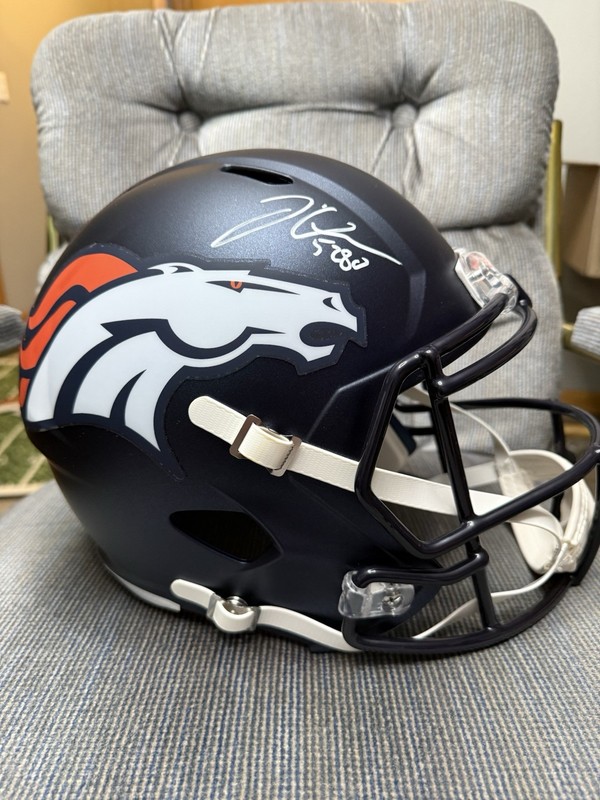 Jaquan McMillan Broncos Signed Replica Helmet Inscribed “5280” Radtke Auth.