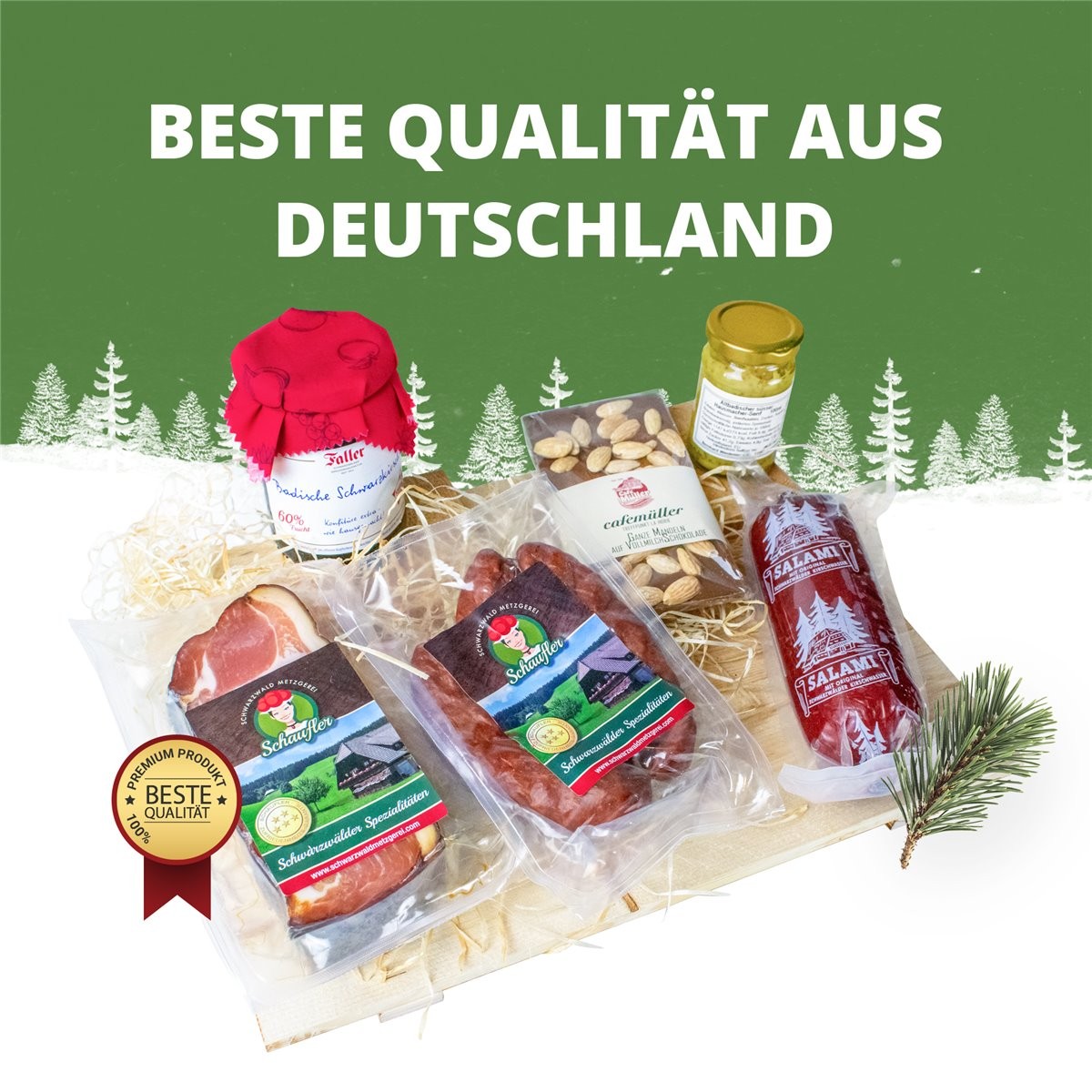 Präsent Koffer "Ttsee" Geschenkkorb 6telg Schwarzwälder Schnken Speck Brett