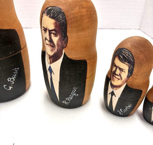 US Präsidenten verschachtelte Puppen 6er Set Clinton Bush Reagan Carter Nixon Ford - Bild 8 von 13