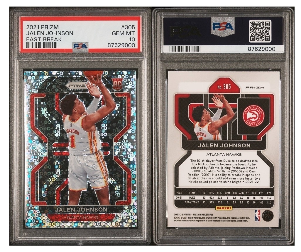 2021 Jalen Johnson Panini Prizm RC PSA 10 Fast Break 305
